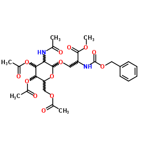 N-[(苯基甲氧基)羰基]-O-[3,4,6-三-O-乙?；?2-(乙酰基氨基)-2-脫氧-b-D-吡喃葡萄糖]-L-絲氨酸甲酯結(jié)構(gòu)式_25644-83-1結(jié)構(gòu)式