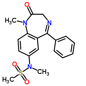 1,3-Dihydro-1-methyl-7-(n-methylmethylsulfonylamino)-5-phenyl-2h-1,4-benzodiazepin-2-oneStructure,33211-51-7Structure 1,3-Dihydro-1-methyl-7-(n-methylmethylsulfonylamino)-5-phenyl-2h-1,4-benzodiazepin-2-one Structure,33211-51-7Structure