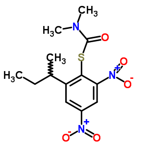 Carbamic acid,dimethylthio-, s-(2-sec-butyl-4,6-dinitrophenyl) ester (7ci,8ci)Structure,4665-24-1Structure Carbamic acid,dimethylthio-, s-(2-sec-butyl-4,6-dinitrophenyl) ester (7ci,8ci) Structure,4665-24-1Structure