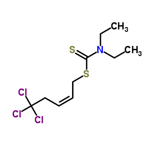 Carbamic acid,diethyldithio-, 5,5,5-trichloro-2-pentenyl ester (7ci,8ci)Structure,4950-34-9Structure Carbamic acid,diethyldithio-, 5,5,5-trichloro-2-pentenyl ester (7ci,8ci) Structure,4950-34-9Structure