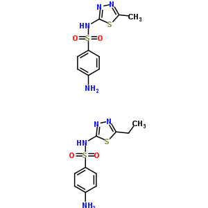 4-氨基-N-(5-乙基-1,3,4-噻二唑-2-基)苯磺酰胺與 4-氨基-N-(5-甲基-1,3,4-噻二唑-2-基)苯磺酰胺混合物結(jié)構(gòu)式_51484-73-2結(jié)構(gòu)式