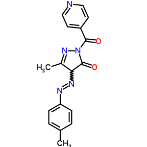 5-Methyl-4-(4-methylphenyl)diazenyl-2-(pyridine-4-carbonyl)-4h-pyrazol-3-oneStructure,53306-99-3Structure 5-Methyl-4-(4-methylphenyl)diazenyl-2-(pyridine-4-carbonyl)-4h-pyrazol-3-one Structure,53306-99-3Structure