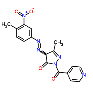 5-Methyl-4-(4-methyl-3-nitro-phenyl)diazenyl-2-(pyridine-4-carbonyl)-4h-pyrazol-3-oneStructure,53307-00-9Structure 5-Methyl-4-(4-methyl-3-nitro-phenyl)diazenyl-2-(pyridine-4-carbonyl)-4h-pyrazol-3-one Structure,53307-00-9Structure