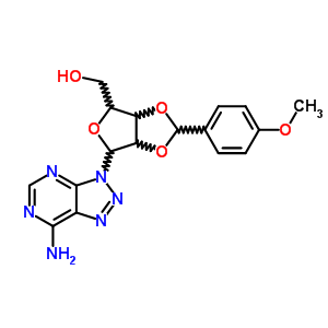 3-[2,3-O-[(4-甲氧基苯基)亞甲基]-b-D-呋核亞硝脲]-3H-1,2,3-噻唑并[4,5-d]嘧啶-7-胺結(jié)構(gòu)式_53458-42-7結(jié)構(gòu)式