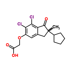 2-Cyclopentyl-6,7-dichloro-2-methyl-1-oxo-5-indanyloxyacetic acidStructure,54197-05-6Structure 2-Cyclopentyl-6,7-dichloro-2-methyl-1-oxo-5-indanyloxyacetic acid Structure,54197-05-6Structure