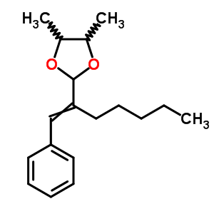 4,5-Dimethyl-2-(1-phenylhept-1-en-2-yl)-1,3-dioxolaneStructure,5436-86-2Structure 4,5-Dimethyl-2-(1-phenylhept-1-en-2-yl)-1,3-dioxolane Structure,5436-86-2Structure