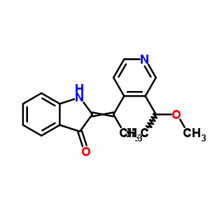 1,2-二氫-2-[1-[3-(1-甲氧基乙基)-4-吡啶]亞乙基]-3H-吲哚-3-酮結(jié)構(gòu)式_54368-83-1結(jié)構(gòu)式