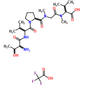2-[[2-[[1-[2-[(2-氨基-3-羥基-丁?；?氨基]-3-甲基-丁酰基]吡咯烷-2-羰基]-甲基-氨基]乙?；鵠-甲基-氨基]-3-甲基-丁酸結(jié)構(gòu)式_5648-68-0結(jié)構(gòu)式