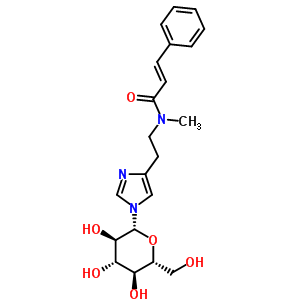 (2E)-N-[2-(1-b-D-吡喃葡萄糖-1H-咪唑-4-基)乙基]-N-甲基-3-苯基-2-丙酰胺結(jié)構(gòu)式_5853-02-1結(jié)構(gòu)式