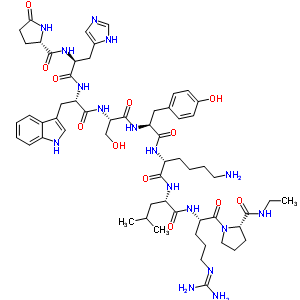 賴氨酰(6)-N-乙基脯氨酰胺(9)-去-甘氨酰胺(10)-促黃體激素釋放激素結(jié)構(gòu)式_59131-98-5結(jié)構(gòu)式