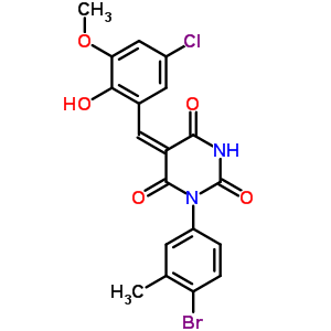 (5E)-1-(4-bromo-3-methyl-phenyl)-5-[(5-chloro-2-hydroxy-3-methoxy-phenyl)methylidene]-1,3-diazinane-2,4,6-trione Structure,6063-89-4Structure