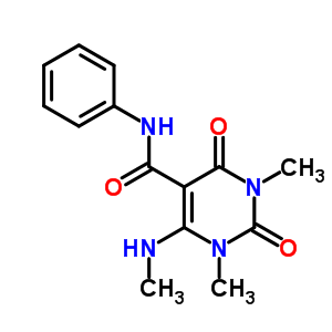 1,3-Dimethyl-4-methylamino-2,6-dioxo-n-phenyl-pyrimidine-5-carboxamideStructure,61317-84-8Structure 1,3-Dimethyl-4-methylamino-2,6-dioxo-n-phenyl-pyrimidine-5-carboxamide Structure,61317-84-8Structure