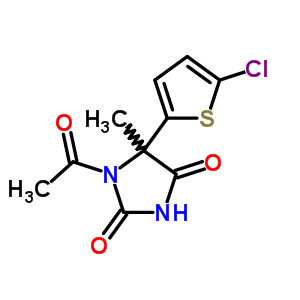 2,4-Imidazolidinedione,1-acetyl-5-(5-chloro-2-thienyl)-5-methyl-Structure,62032-05-7Structure 2,4-Imidazolidinedione,1-acetyl-5-(5-chloro-2-thienyl)-5-methyl- Structure,62032-05-7Structure