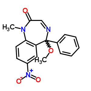 1,5-Dihydro-5-methoxy-1-methyl-7-nitro-5-phenyl-2h-1,4-benzodiazepin-2-oneStructure,62159-90-4Structure 1,5-Dihydro-5-methoxy-1-methyl-7-nitro-5-phenyl-2h-1,4-benzodiazepin-2-one Structure,62159-90-4Structure
