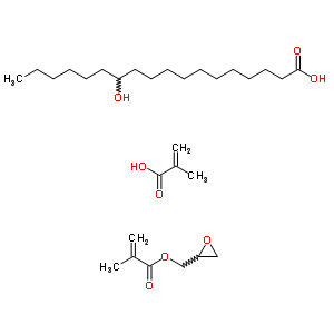 12-Hydroxy-octadecanoic acid polymer with 2-methyl-2-propenoic acid and oxiranylmethyl 2-methyl-2-propenoateStructure,63087-22-9Structure 12-Hydroxy-octadecanoic acid polymer with 2-methyl-2-propenoic acid and oxiranylmethyl 2-methyl-2-propenoate Structure,63087-22-9Structure