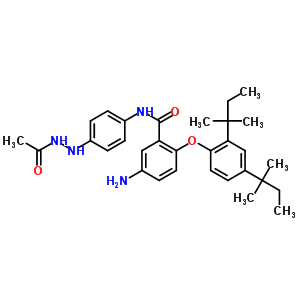 N-[4-[[5-氨基-2-[2,4-雙(1,1-二甲基丙基)苯氧基]苯甲?；鵠氨基]苯基]乙酰肼結(jié)構(gòu)式_63134-32-7結(jié)構(gòu)式