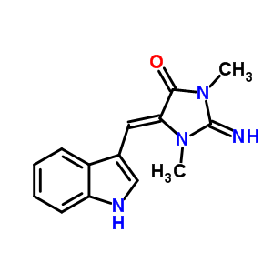 2-亞氨基-5-(1H-吲哚-3-基亞甲基)-1,3-二甲基咪唑啉-4-酮結(jié)構(gòu)式_63153-56-0結(jié)構(gòu)式