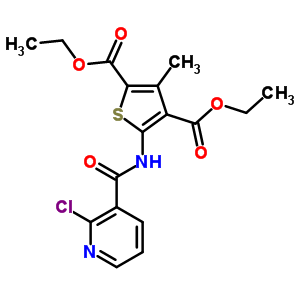 5-[(2-氯吡啶-3-羰基)氨基]-3-甲基-噻吩-2,4-二羧酸二乙酯結(jié)構(gòu)式_6343-48-2結(jié)構(gòu)式
