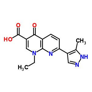 1-Ethyl-7-(3-methyl-2h-pyrazol-4-yl)-4-oxo-1,8-naphthyridine-3-carboxylic acidStructure,63475-33-2Structure 1-Ethyl-7-(3-methyl-2h-pyrazol-4-yl)-4-oxo-1,8-naphthyridine-3-carboxylic acid Structure,63475-33-2Structure