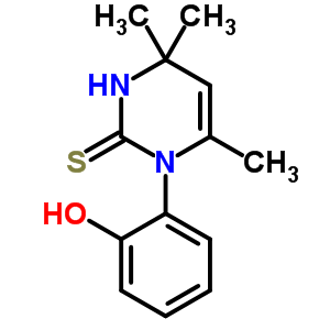 3,4-Dihydro-1-(o-hydroxyphenyl)-4,4,6-trimethyl-2(1h)-pyrimidinethioneStructure,63704-48-3Structure 3,4-Dihydro-1-(o-hydroxyphenyl)-4,4,6-trimethyl-2(1h)-pyrimidinethione Structure,63704-48-3Structure