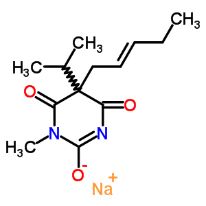 5-異丙基-1-甲基-5-(2-戊烯基)-2-鈉氧基-4,6(1H,5H)-嘧啶二酮結(jié)構(gòu)式_64038-31-9結(jié)構(gòu)式