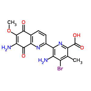 2-Pyridinecarboxylicacid,5-amino-6-(7-amino-5,8-dihydro-6-methoxy-5,8-dioxo-2-quinolinyl)-4-bromo-3-methyl-Structure,64463-45-2Structure 2-Pyridinecarboxylicacid,5-amino-6-(7-amino-5,8-dihydro-6-methoxy-5,8-dioxo-2-quinolinyl)-4-bromo-3-methyl- Structure,64463-45-2Structure