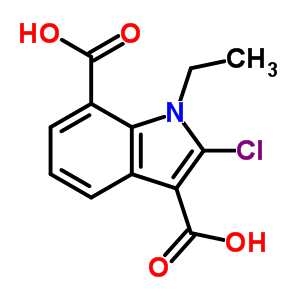 2-Chloro-1-ethyl-indole-3,7-dicarboxylic acidStructure,66335-15-7Structure 2-Chloro-1-ethyl-indole-3,7-dicarboxylic acid Structure,66335-15-7Structure