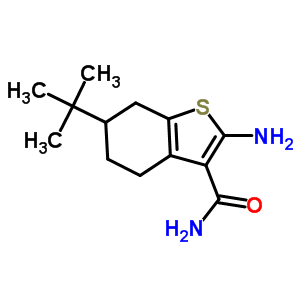 2-Amino-6-tert-butyl-4,5,6,7-Tetrahydro-1-benzothiophene-3-carboxamideStructure,68746-25-8Structure 2-Amino-6-tert-butyl-4,5,6,7-Tetrahydro-1-benzothiophene-3-carboxamide Structure,68746-25-8Structure