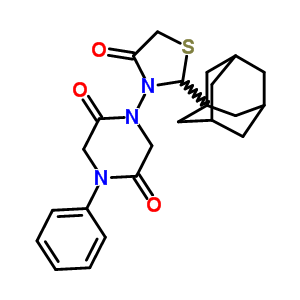 2,5-Piperazinedione, 1-(4-oxo-2-tricyclo(3.3.1.1(3,7))dec-1-yl-3-thiazolidinyl)-4-phenyl-Structure,70218-63-2Structure 2,5-Piperazinedione, 1-(4-oxo-2-tricyclo(3.3.1.1(3,7))dec-1-yl-3-thiazolidinyl)-4-phenyl- Structure,70218-63-2Structure