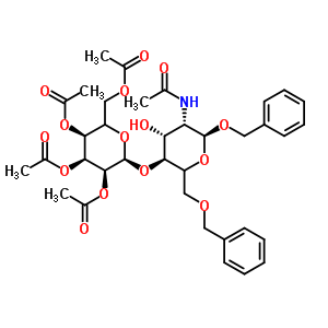 1-Benzyl 2-acetamido-6-o-benzyl-4-(2,3,4,6-tetra-o-acetyl-b-d-galactopyranosyl)-2-deoxy-a-d-glucopyranosideStructure,71208-01-0Structure 1-Benzyl 2-acetamido-6-o-benzyl-4-(2,3,4,6-tetra-o-acetyl-b-d-galactopyranosyl)-2-deoxy-a-d-glucopyranoside Structure,71208-01-0Structure
