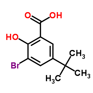 Benzoicacid, 3-bromo-5-(1,1-dimethylethyl)-2-hydroxy-Structure,73469-64-4Structure Benzoicacid, 3-bromo-5-(1,1-dimethylethyl)-2-hydroxy- Structure,73469-64-4Structure