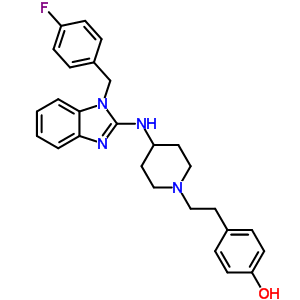 4-(2-(4-((1-((4-氟苯基)甲基)-1H-苯并咪唑-2-基)氨基)-1-哌啶基)乙基)-苯酚結構式_73736-50-2結構式