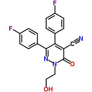 4-Pyridazinecarbonitrile, 5,6-bis(4-fluorophenyl)-2,3-dihydro-2-(2-hydroxyethyl)-3-oxo-Structure,75643-56-0Structure 4-Pyridazinecarbonitrile, 5,6-bis(4-fluorophenyl)-2,3-dihydro-2-(2-hydroxyethyl)-3-oxo- Structure,75643-56-0Structure