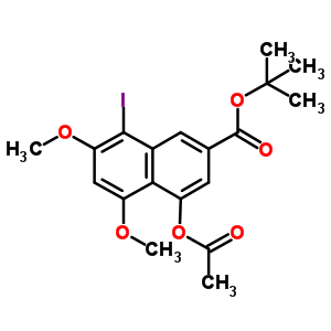 4-(Acetyloxy)-8-iodo-5,7-dimethoxy-2-naphthalenecarboxylic acid 1,1-dimethylethyl esterStructure,78395-59-2Structure 4-(Acetyloxy)-8-iodo-5,7-dimethoxy-2-naphthalenecarboxylic acid 1,1-dimethylethyl ester Structure,78395-59-2Structure