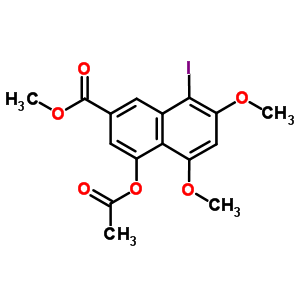 4-(Acetyloxy)-8-iodo-5,7-dimethoxy-2-naphthalenecarboxylic acid methyl esterStructure,78395-62-7Structure 4-(Acetyloxy)-8-iodo-5,7-dimethoxy-2-naphthalenecarboxylic acid methyl ester Structure,78395-62-7Structure