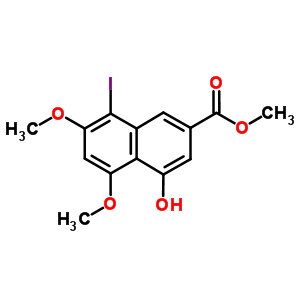 4-Hydroxy-8-iodo-5,7-dimethoxy-2-naphthalenecarboxylic acid methyl esterStructure,78395-63-8Structure 4-Hydroxy-8-iodo-5,7-dimethoxy-2-naphthalenecarboxylic acid methyl ester Structure,78395-63-8Structure
