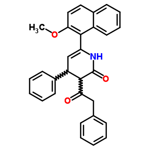 2(1H)-pyridinone,3,4-dihydro-6-(2-methoxy-1-naphthalenyl)-4-phenyl-3-(2-phenylacetyl)-Structure,81188-82-1Structure 2(1H)-pyridinone,3,4-dihydro-6-(2-methoxy-1-naphthalenyl)-4-phenyl-3-(2-phenylacetyl)- Structure,81188-82-1Structure