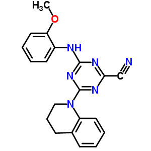 4-(3,4-二氫-1(2H)-喹啉)-6-[(2-甲氧基苯基)氨基]-1,3,5-三嗪-2-甲腈結(jié)構(gòu)式_841281-47-8結(jié)構(gòu)式