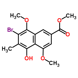 7-Bromo-5-hydroxy-4,8-dimethoxy-6-methyl-2-naphthalenecarboxylic acid methyl esterStructure,90577-16-5Structure 7-Bromo-5-hydroxy-4,8-dimethoxy-6-methyl-2-naphthalenecarboxylic acid methyl ester Structure,90577-16-5Structure