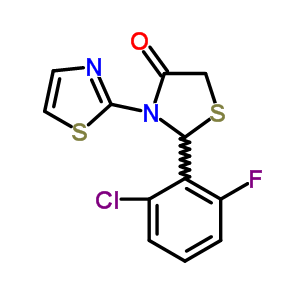 2-(2-Chloro-6-fluoro-phenyl)-3-(1,3-thiazol-2-yl)thiazolidin-4-oneStructure,91259-95-9Structure 2-(2-Chloro-6-fluoro-phenyl)-3-(1,3-thiazol-2-yl)thiazolidin-4-one Structure,91259-95-9Structure