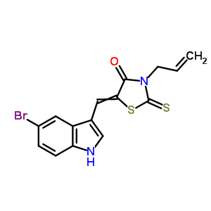 5-[(5-溴-1H-吲哚-3-基)亞甲基]-3-(2-丙烯-1-基)-2-硫氧代-4-噻唑啉酮結(jié)構(gòu)式_92439-57-1結(jié)構(gòu)式
